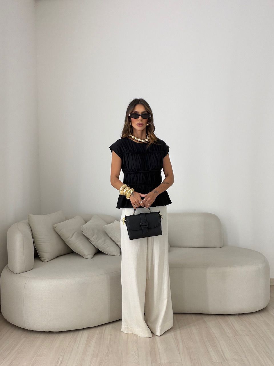 BLUSA MANUELA FRANZIDA PRETA