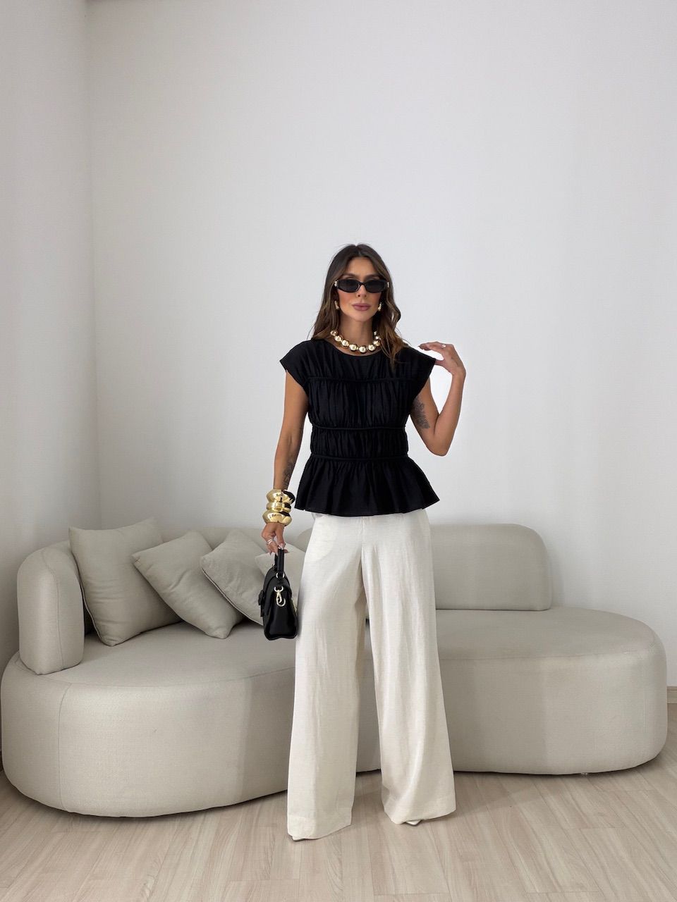 BLUSA MANUELA FRANZIDA PRETA