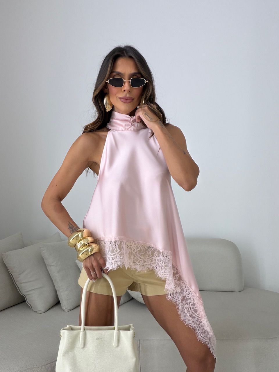 BLUSA MARIA ISIS ASSIMÉTRICA ROSA