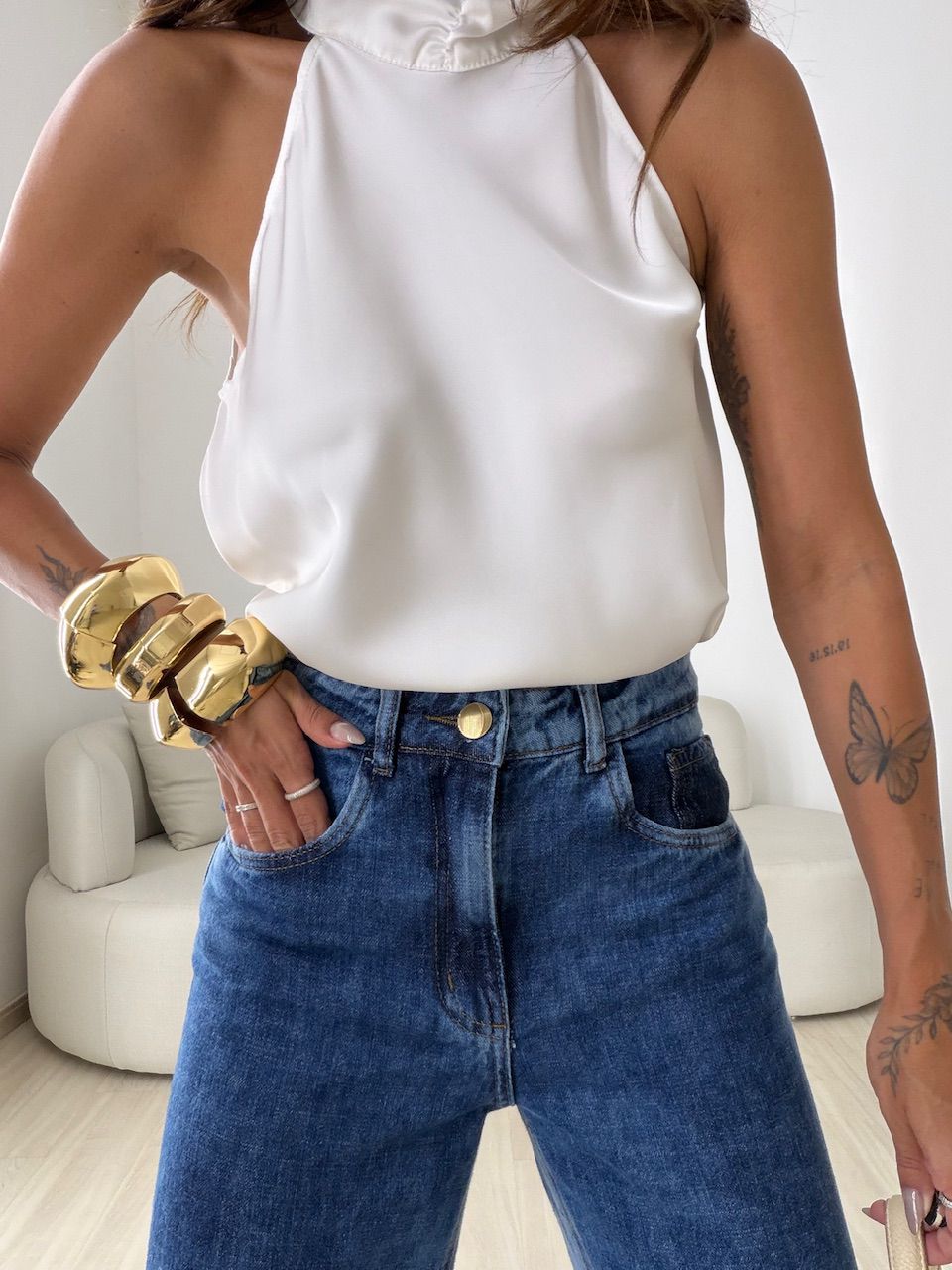 CALÇA AGATHA WIDE LEG JEANS MÉDIO