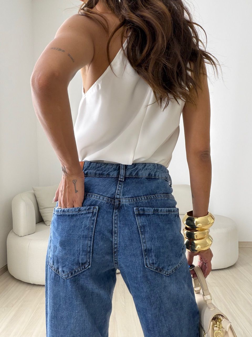 CALÇA AGATHA WIDE LEG JEANS MÉDIO