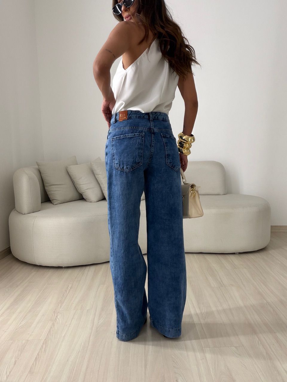 CALÇA AGATHA WIDE LEG JEANS MÉDIO