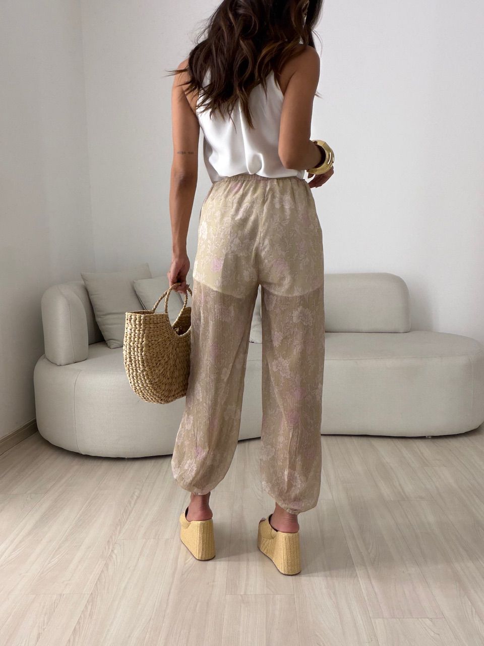 CALÇA INGRID FLORAL VERDE CLARO