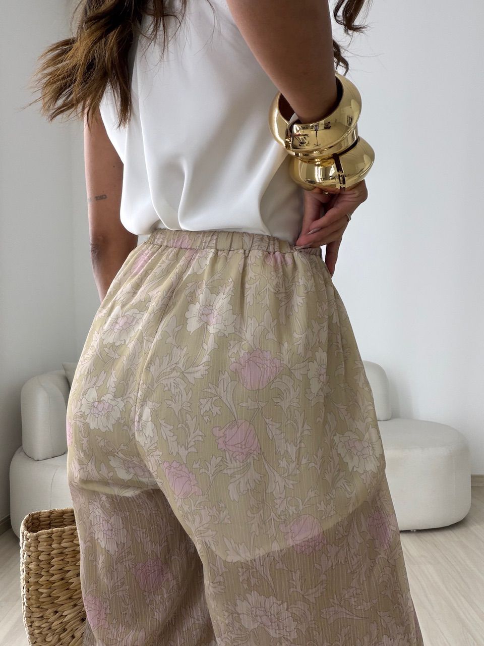 CALÇA INGRID FLORAL VERDE CLARO