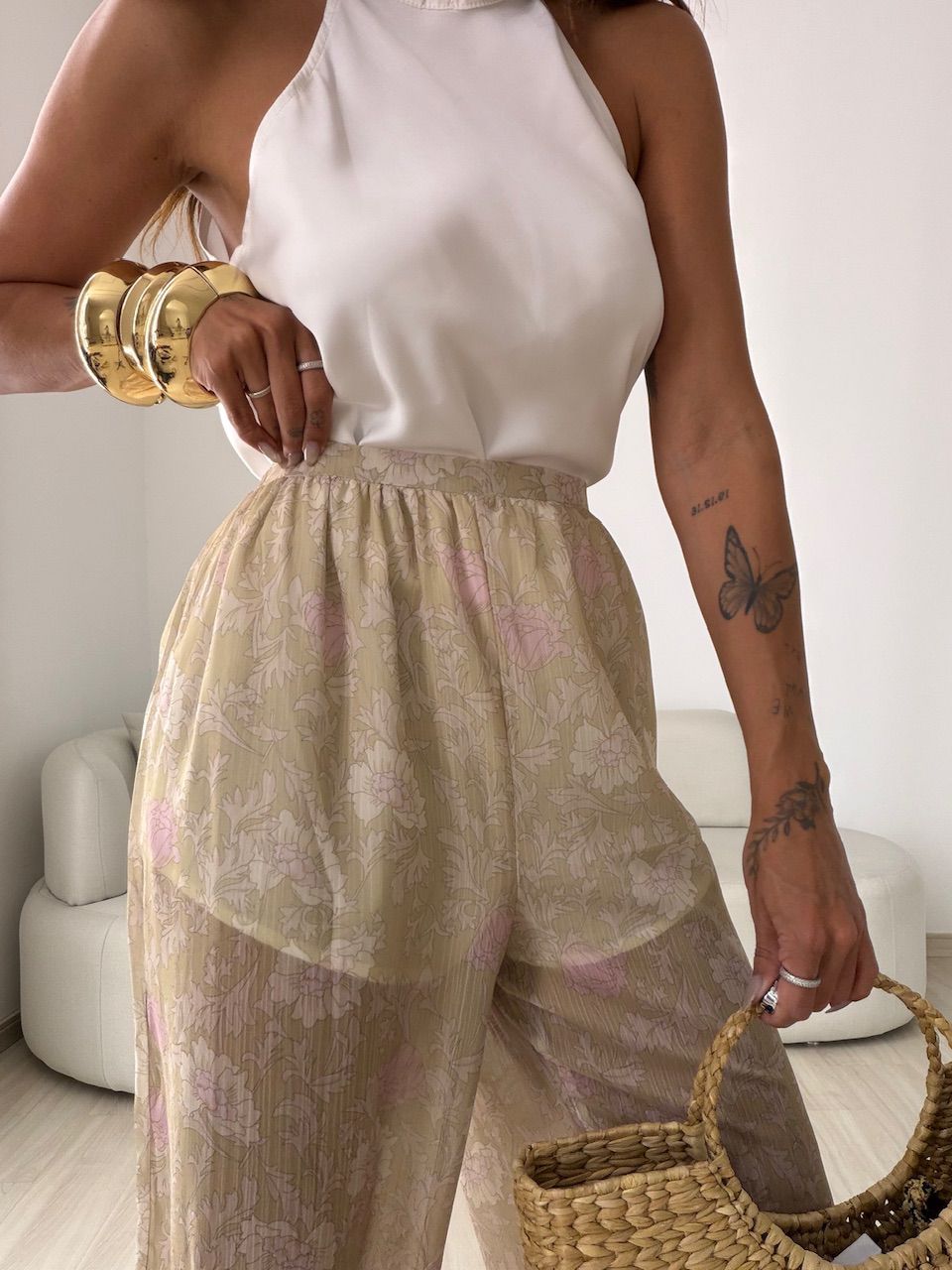 CALÇA INGRID FLORAL VERDE CLARO