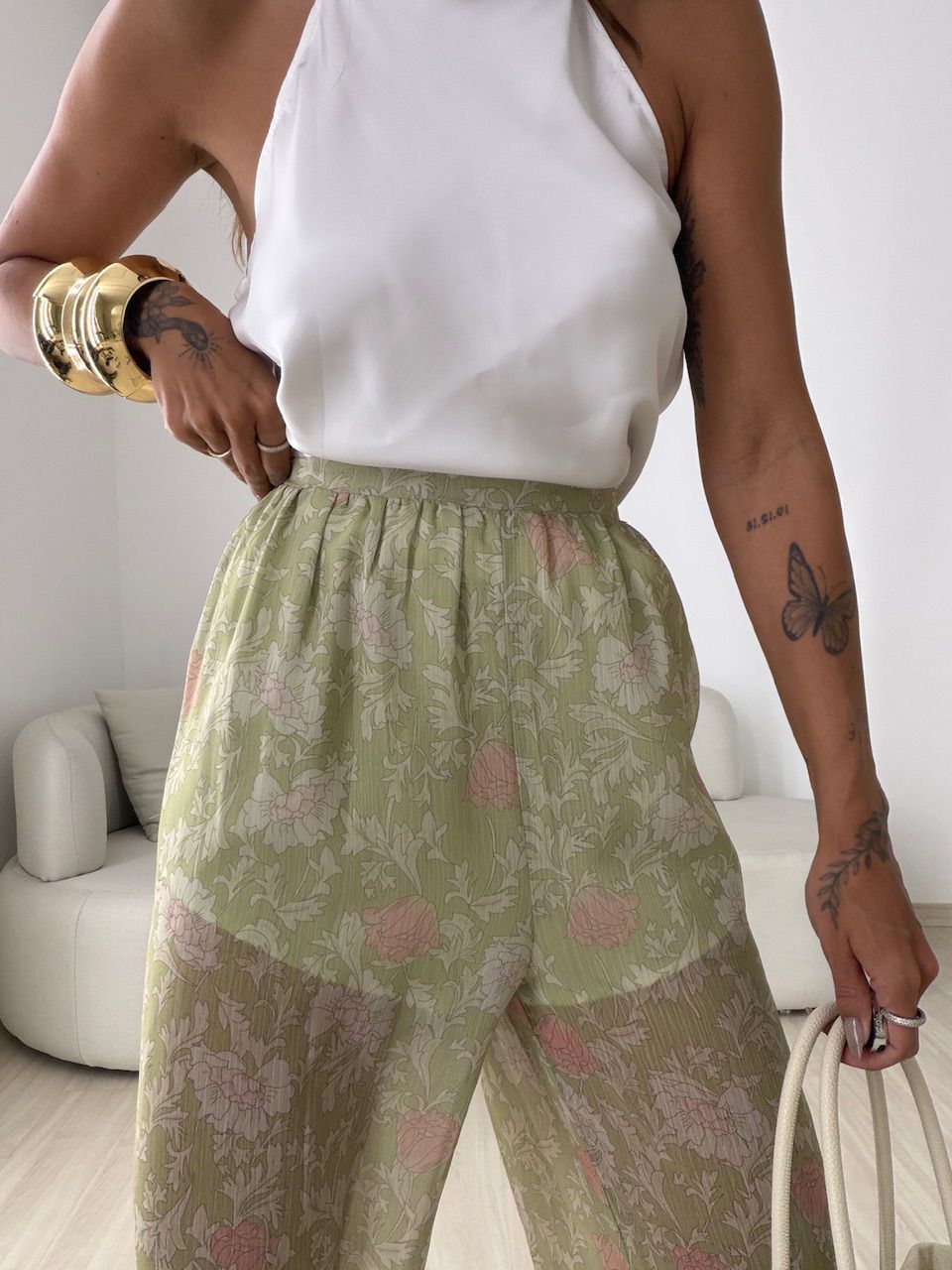 CALÇA INGRID FLORAL VERDE