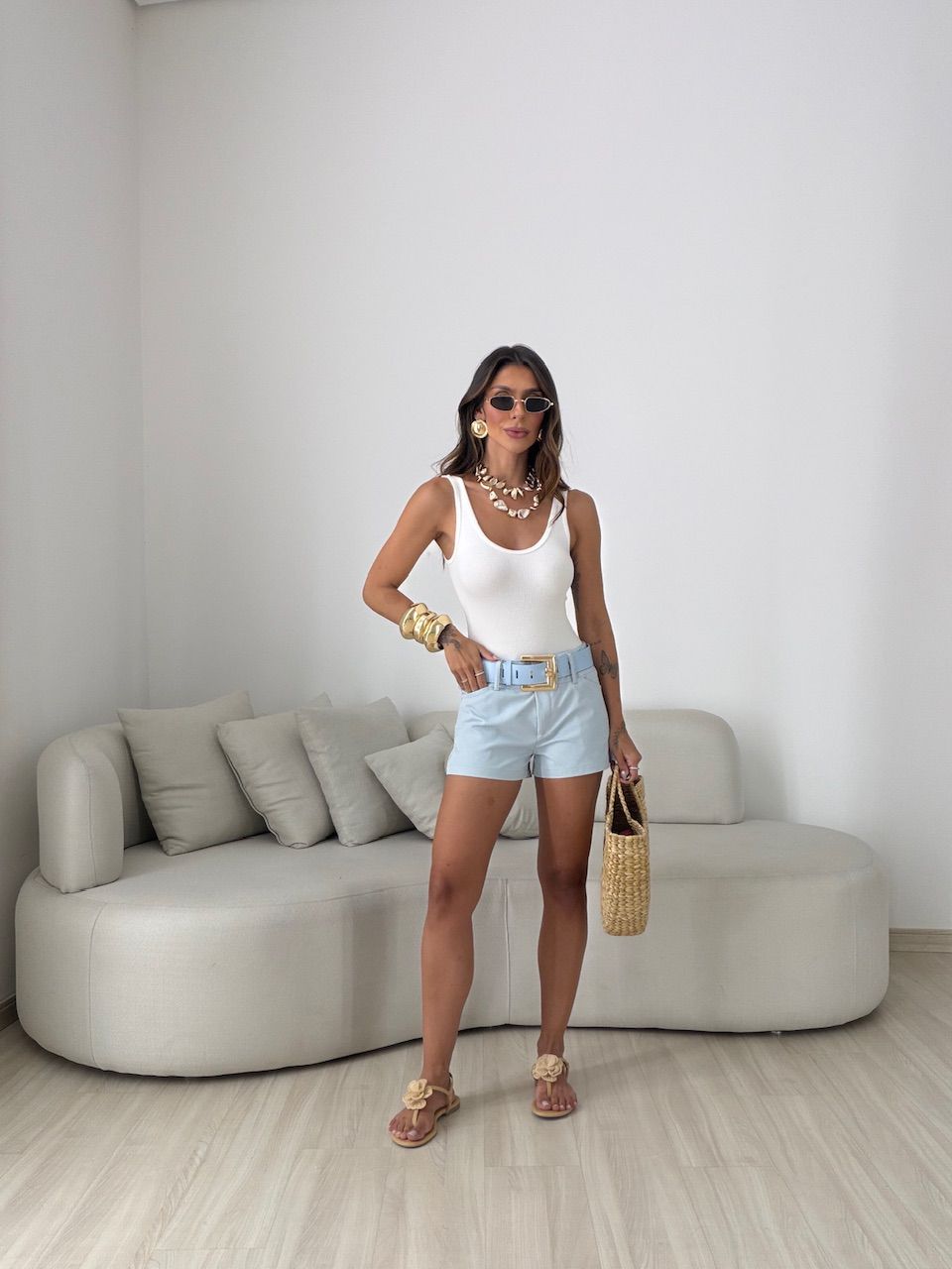 SHORT EUNICE CINTO AZUL
