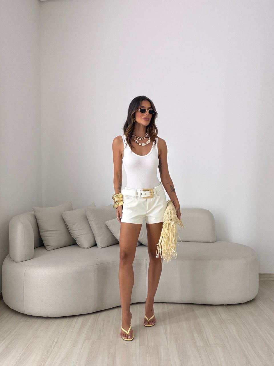 SHORT EUNICE CINTO MARFIM