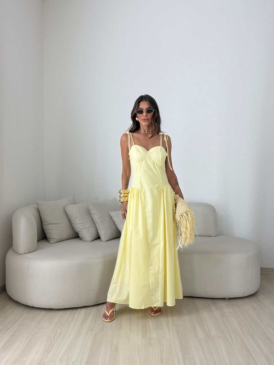 VESTIDO EDUARDA AMARRAÇÃO AMARELO