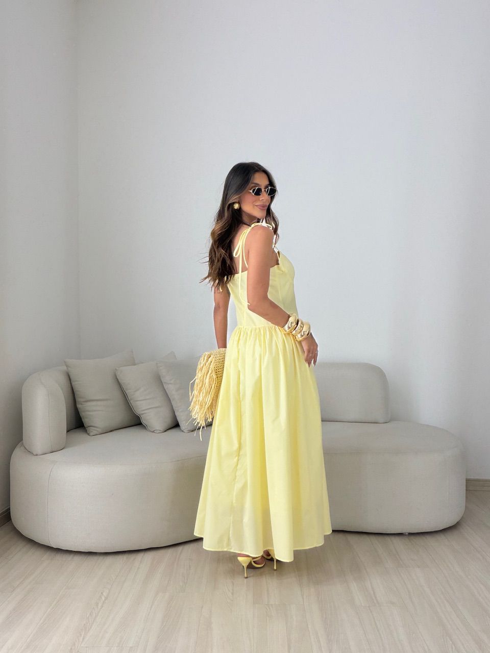 VESTIDO EDUARDA AMARRAÇÃO AMARELO