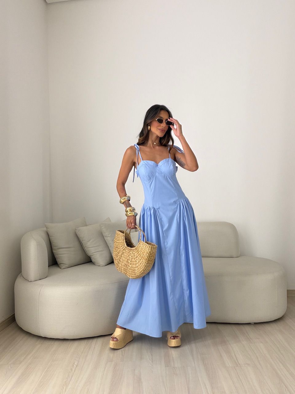 VESTIDO EDUARDA AMARRAÇÃO AZUL