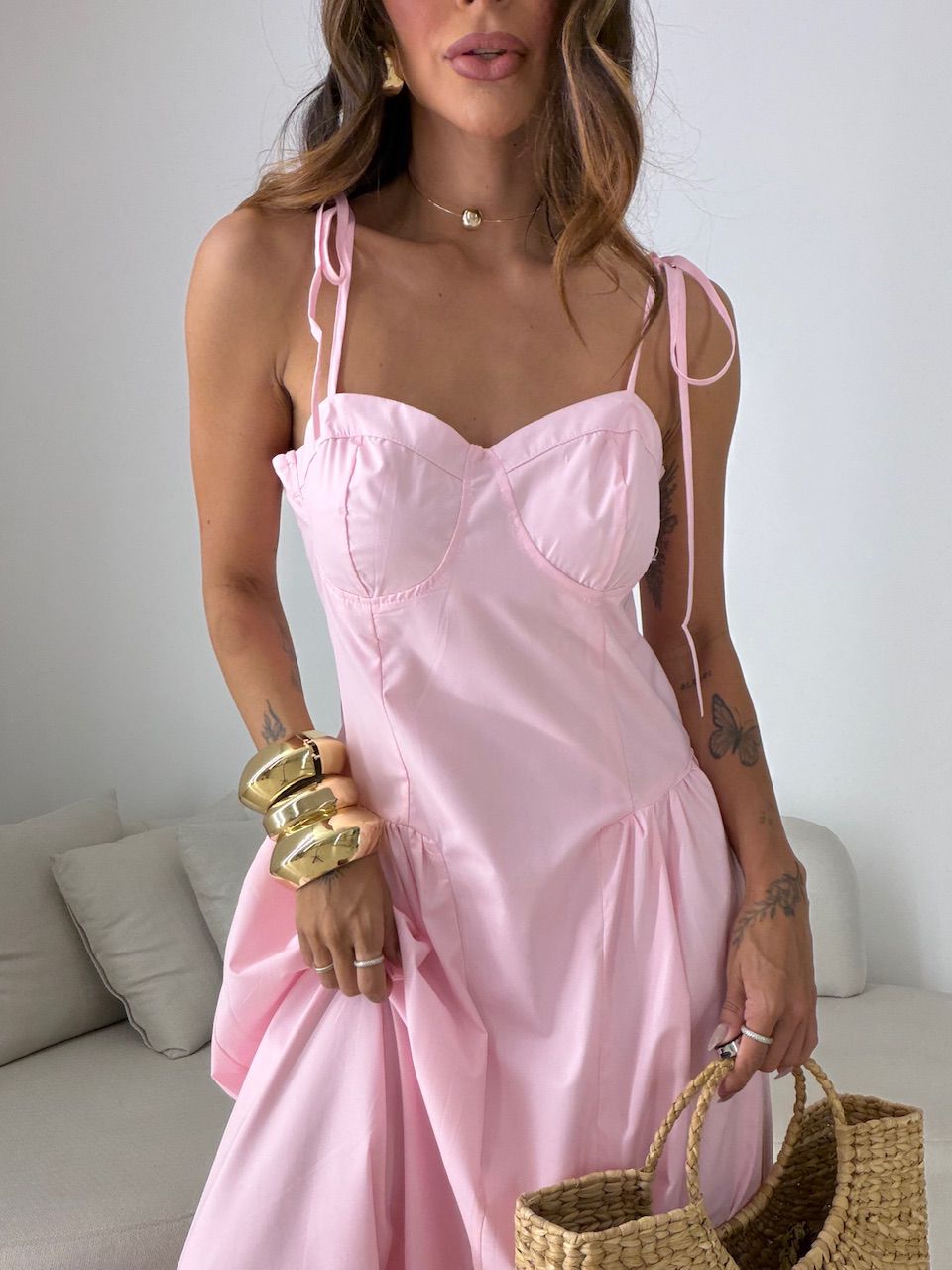 VESTIDO EDUARDA AMARRAÇÃO ROSA