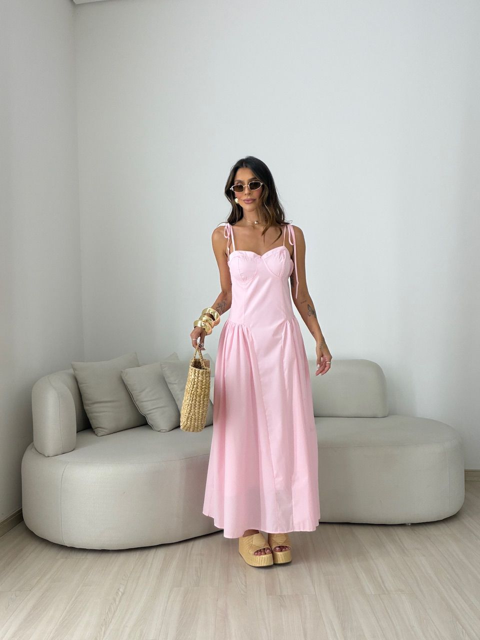 VESTIDO EDUARDA AMARRAÇÃO ROSA