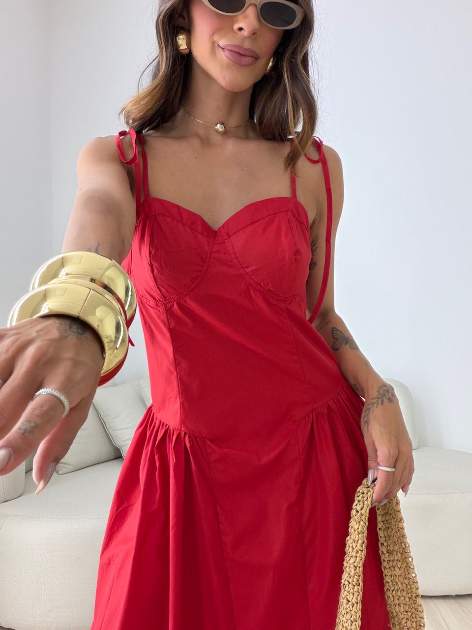 VESTIDO EDUARDA AMARRAÇÃO VERMELHO