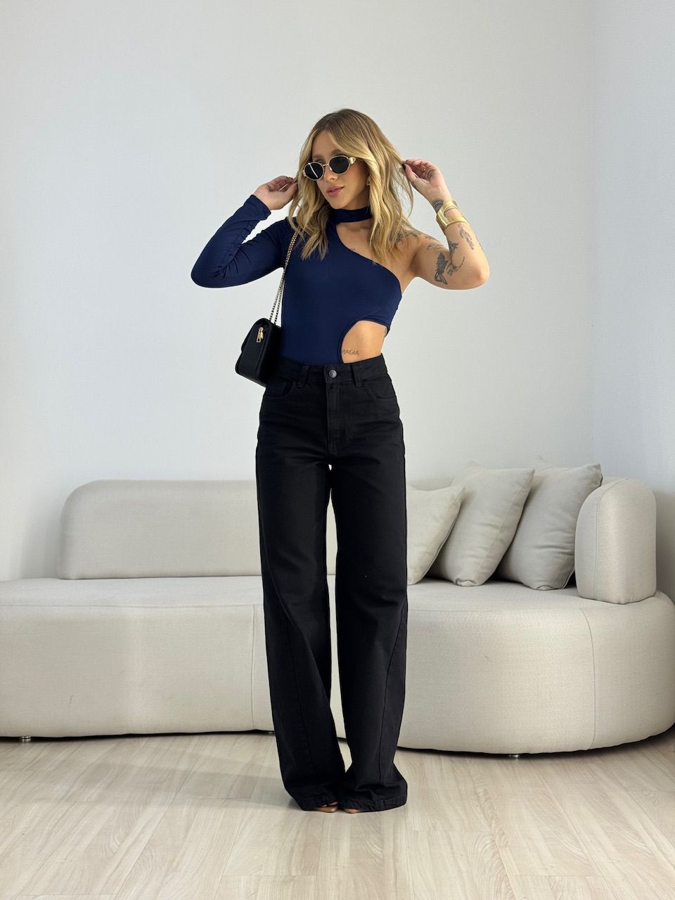 BODY ADRIANA NULA MANGA MARINHO