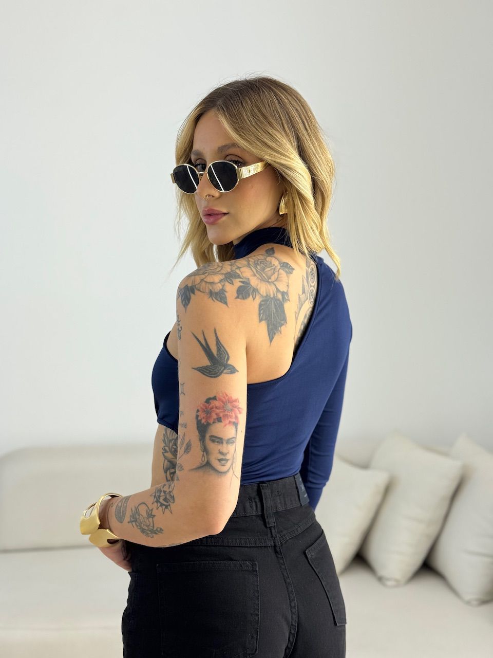 BODY ADRIANA NULA MANGA MARINHO