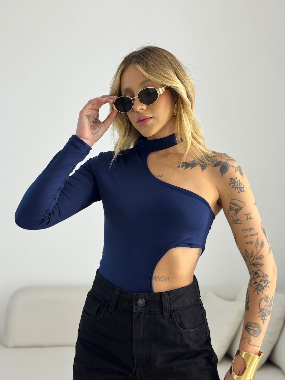 BODY ADRIANA NULA MANGA MARINHO