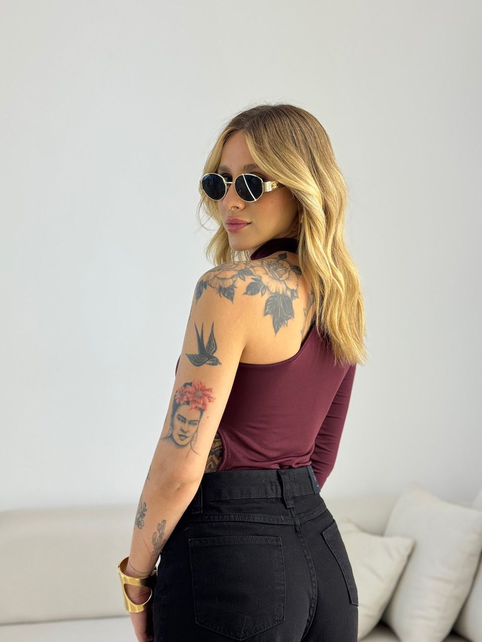 BODY ADRIANA NULA MANGA VINHO