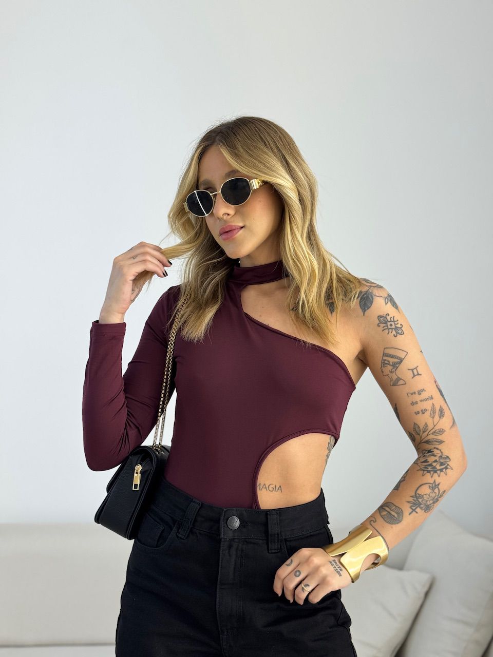 BODY ADRIANA NULA MANGA VINHO - 0071280168 - CAROLLA FERRARO