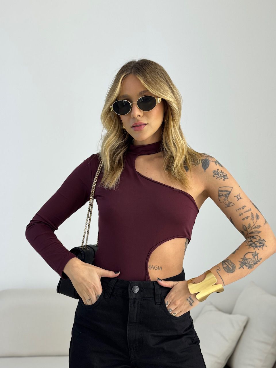 BODY ADRIANA NULA MANGA VINHO