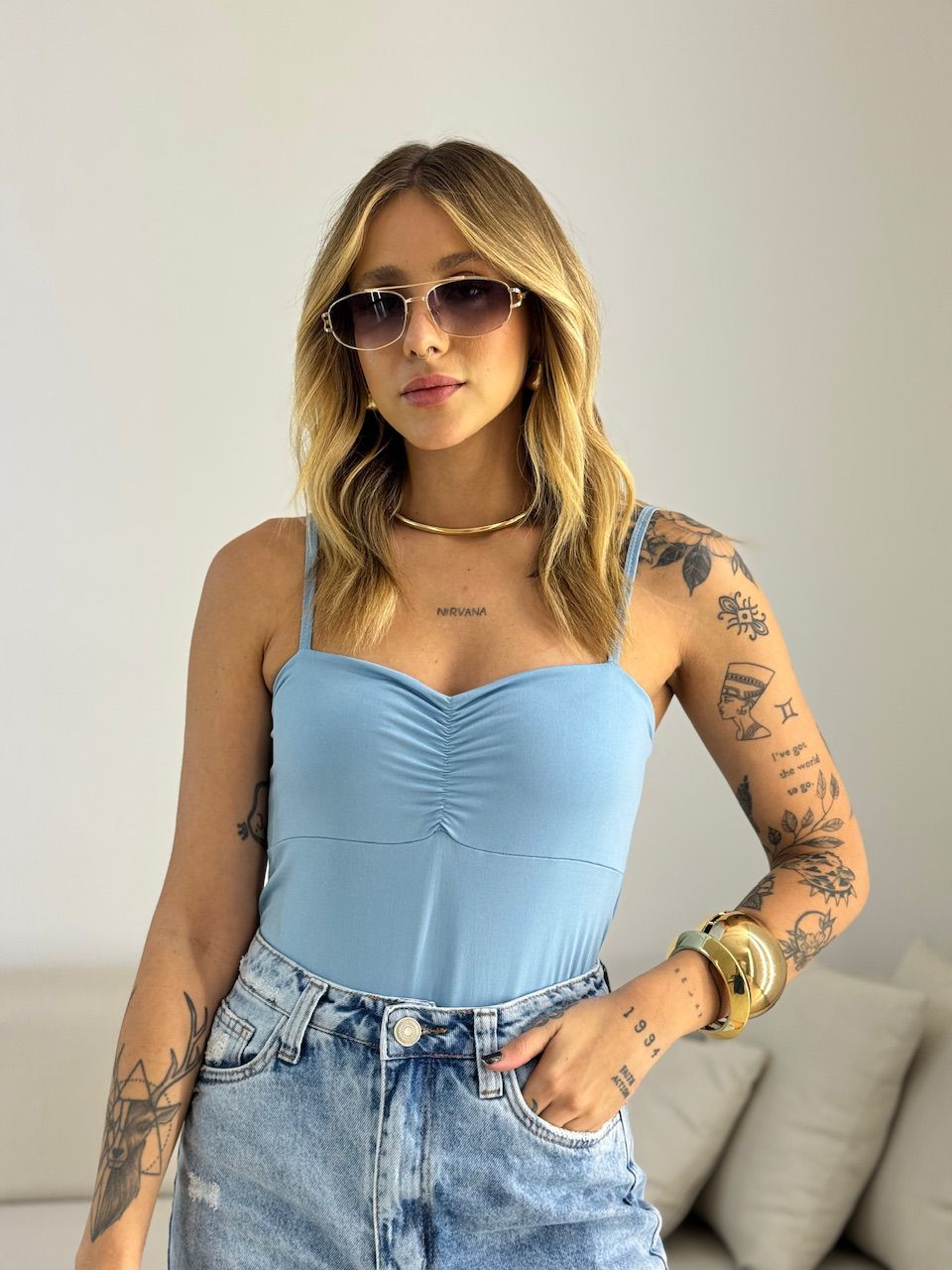 BODY LUANA ALCINHA AZUL - 0071270109 - CAROLLA FERRARO