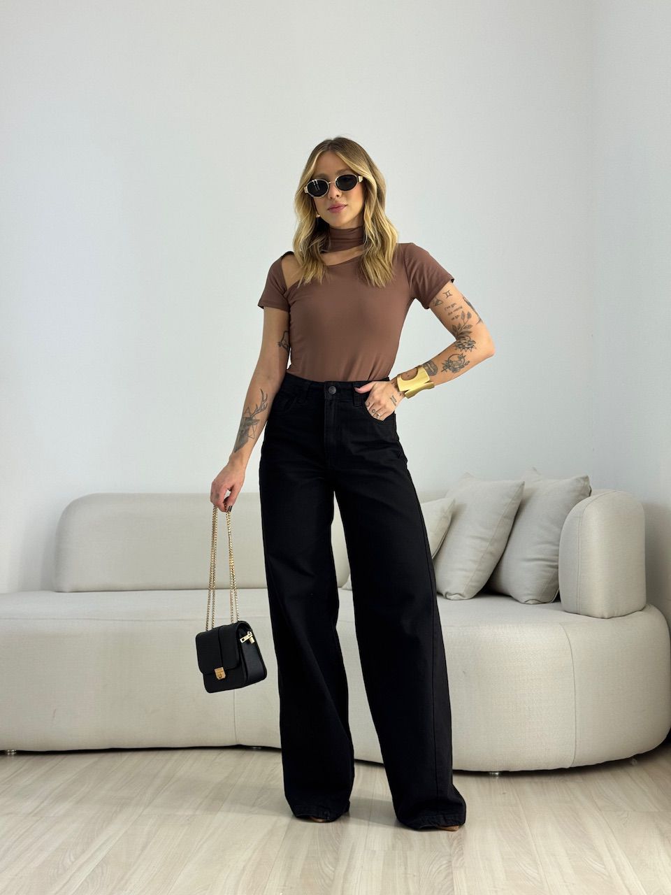 BODY MARINA MANGUINHA METAL MARROM