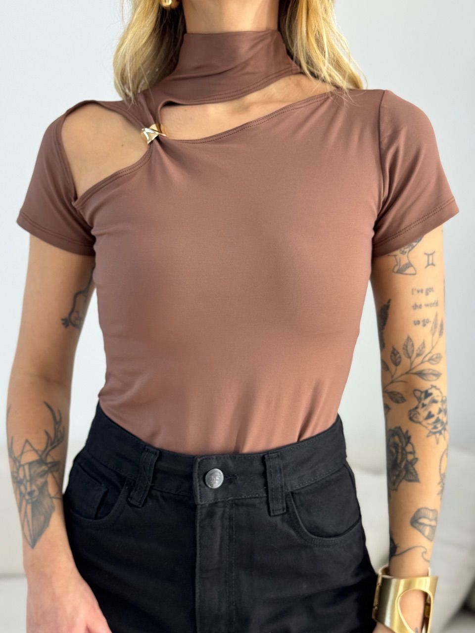 BODY MARINA MANGUINHA METAL MARROM