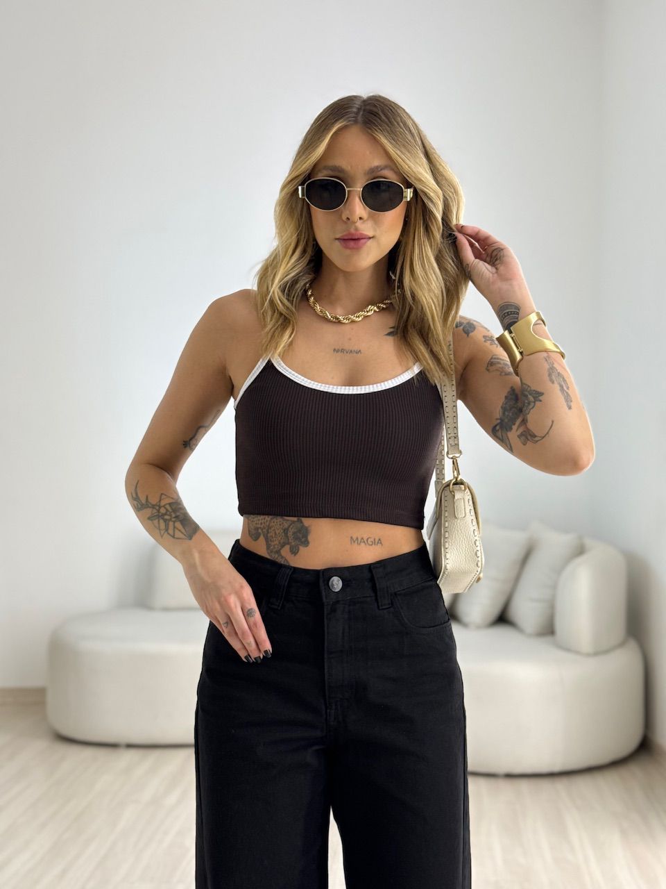 TOP CAMILA CANELADO CAFÉ