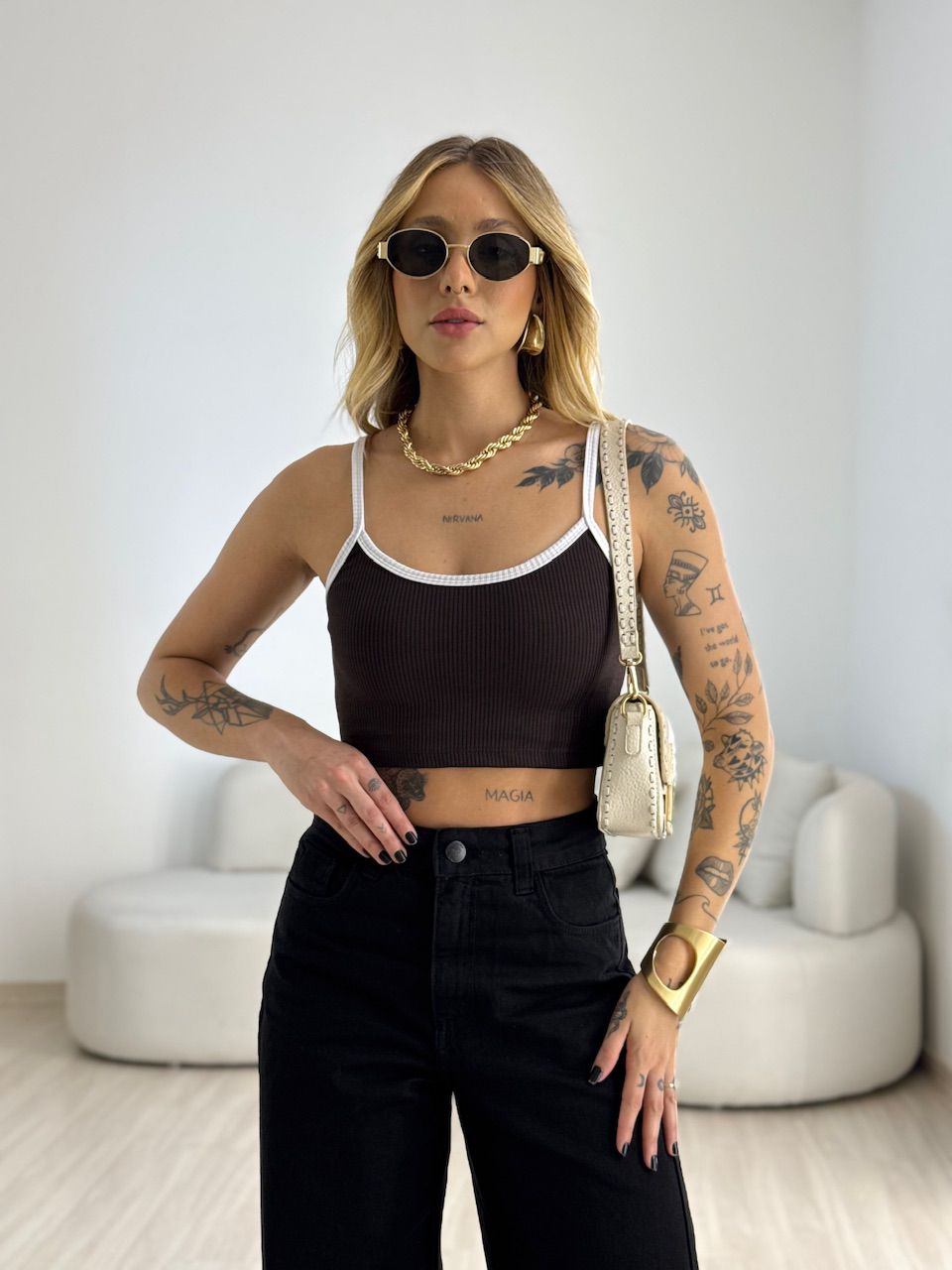 TOP CAMILA CANELADO CAFÉ