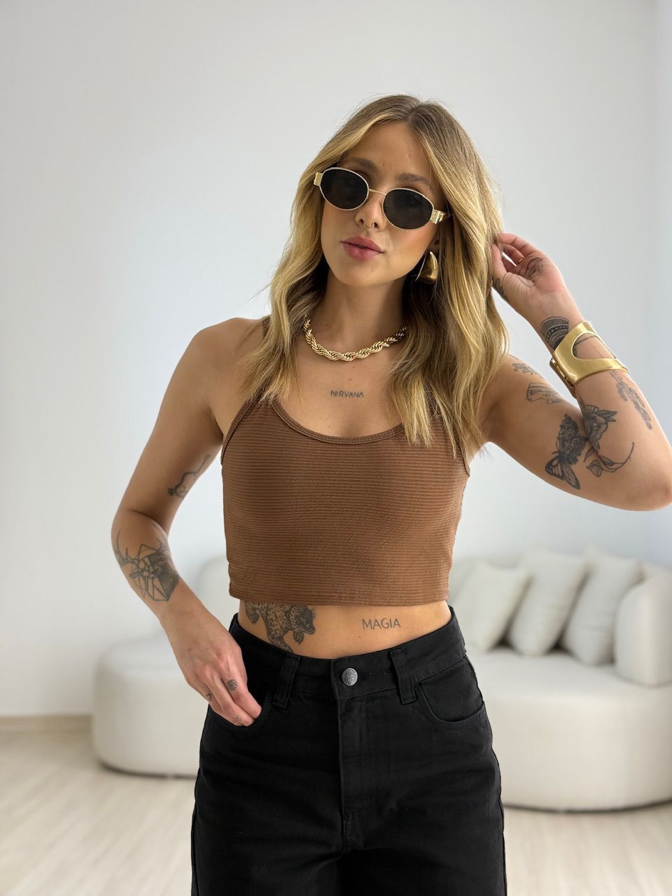 TOP CAMILA CANELADO MARROM