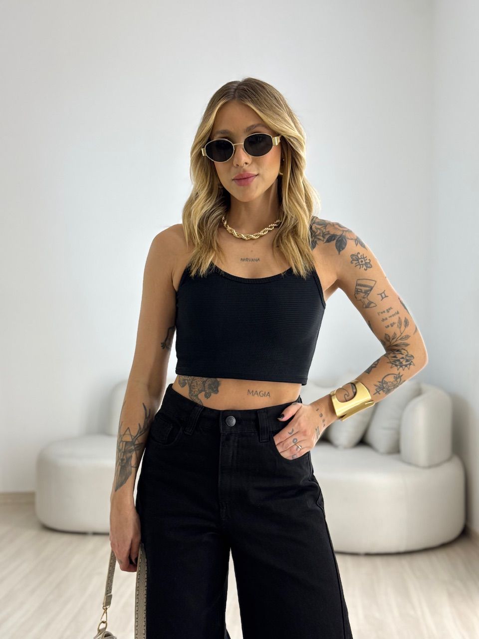 TOP CAMILA CANELADO PRETO - 0071300032 - CAROLLA FERRARO