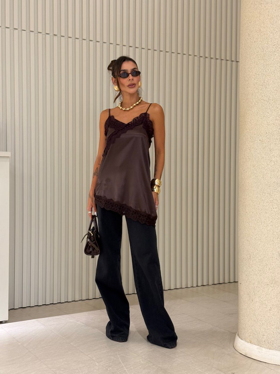 BLUSA BETÂNIA ACETINADA CAFÉ