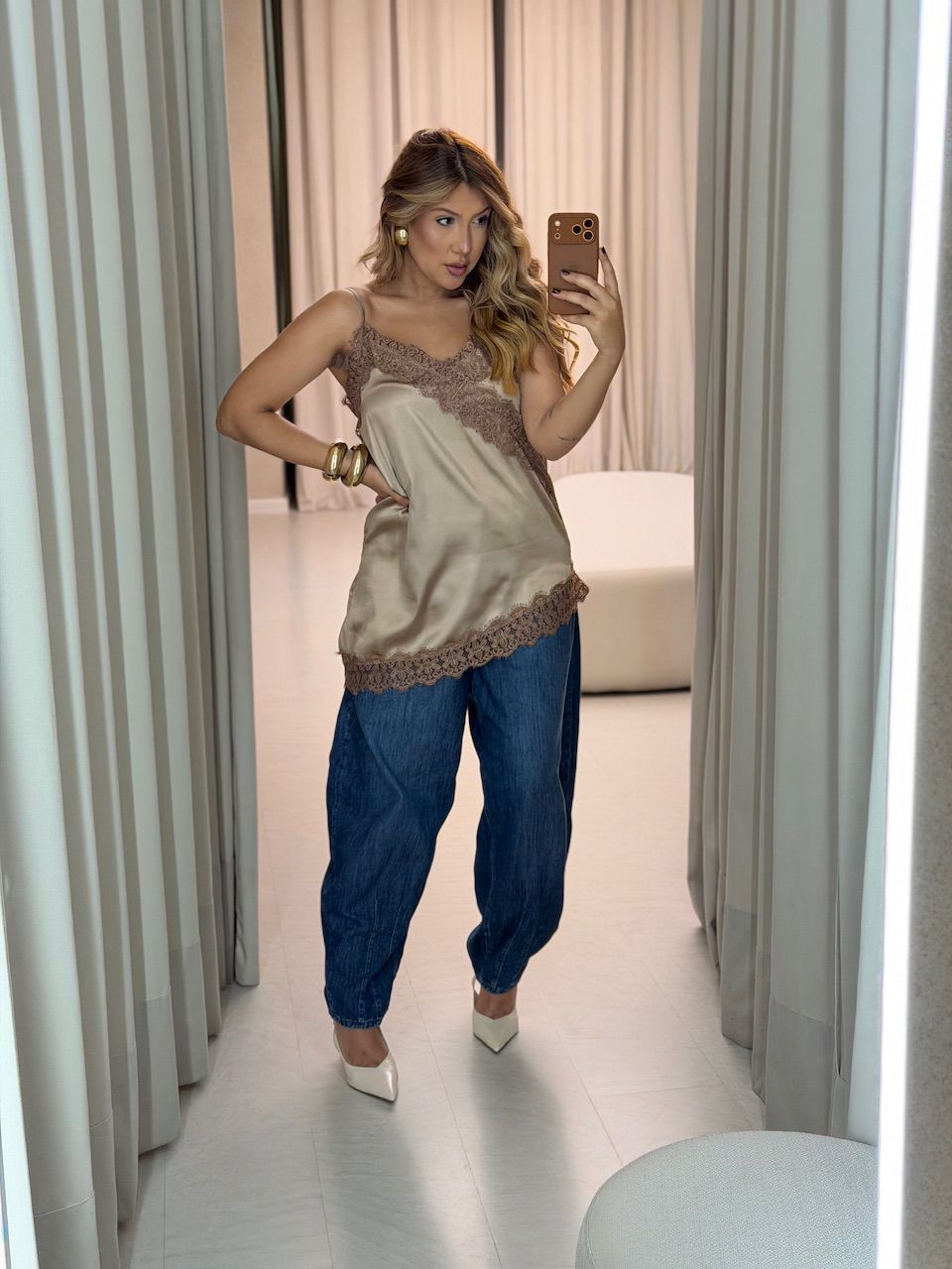 BLUSA BETÂNIA ACETINADA NUDE