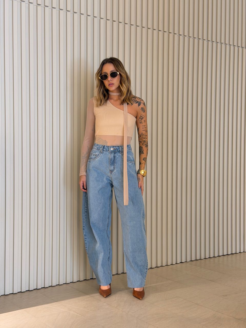 BLUSA CECÍLIA NULA MANGA AREIA