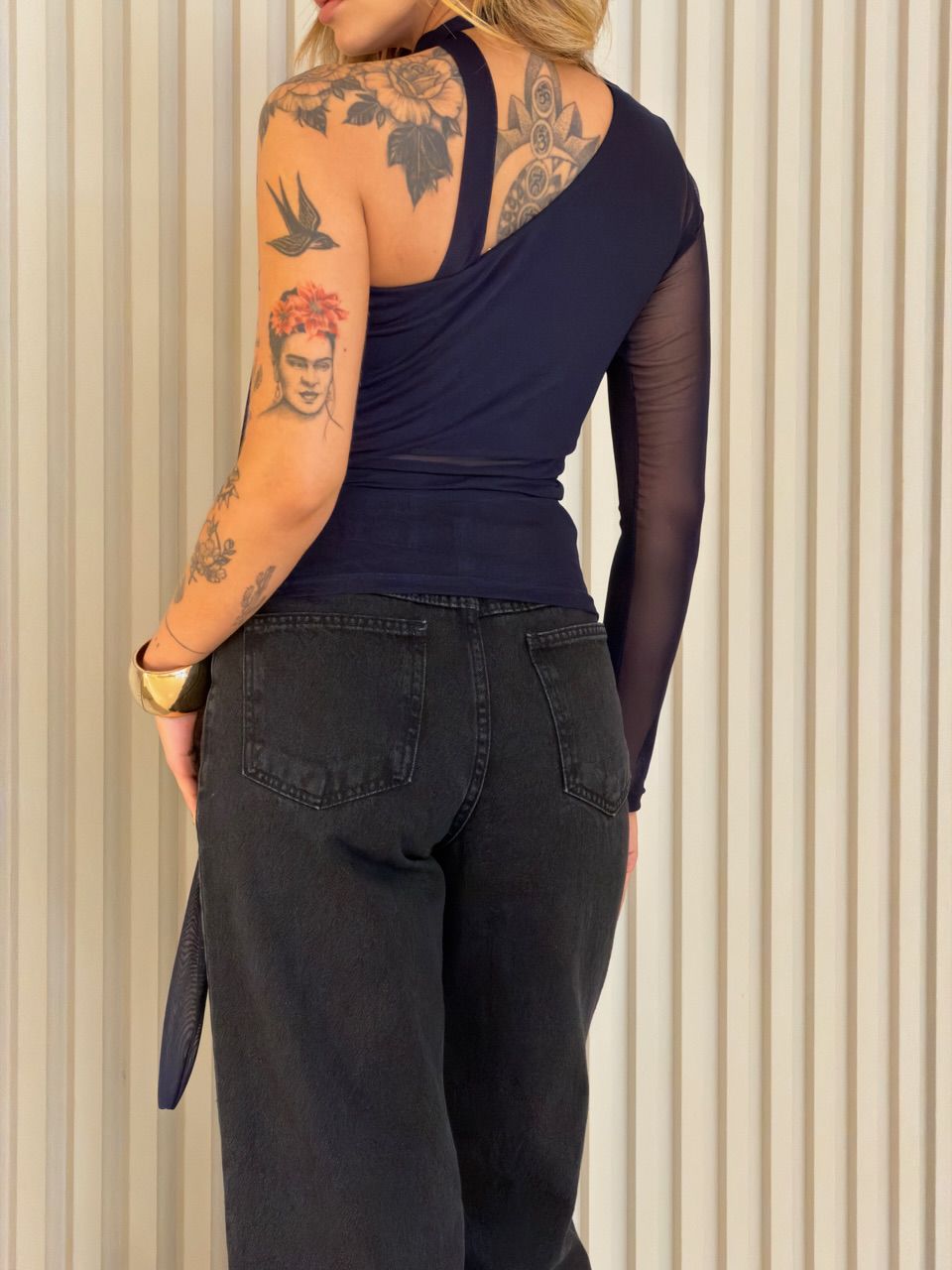 BLUSA CECÍLIA NULA MANGA MARINHO