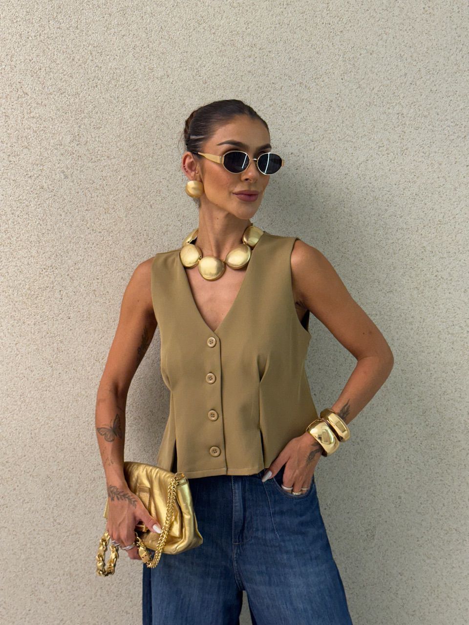 COLETE EDILENE ALFAIATARIA CAQUI - 0076090096 - CAROLLA FERRARO