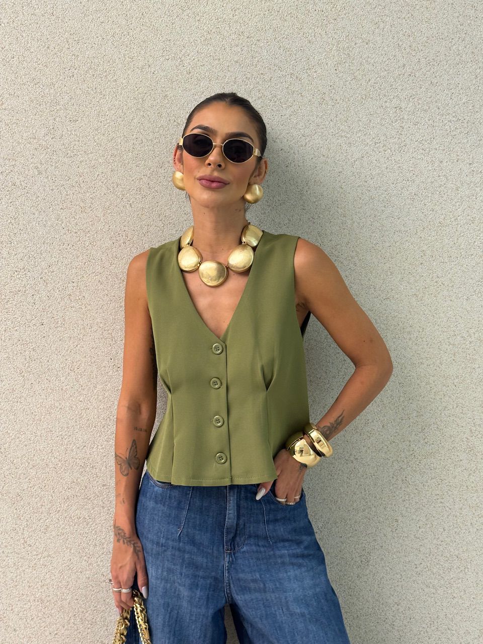 COLETE EDILENE ALFAIATARIA VERDE - 0076090230 - CAROLLA FERRARO