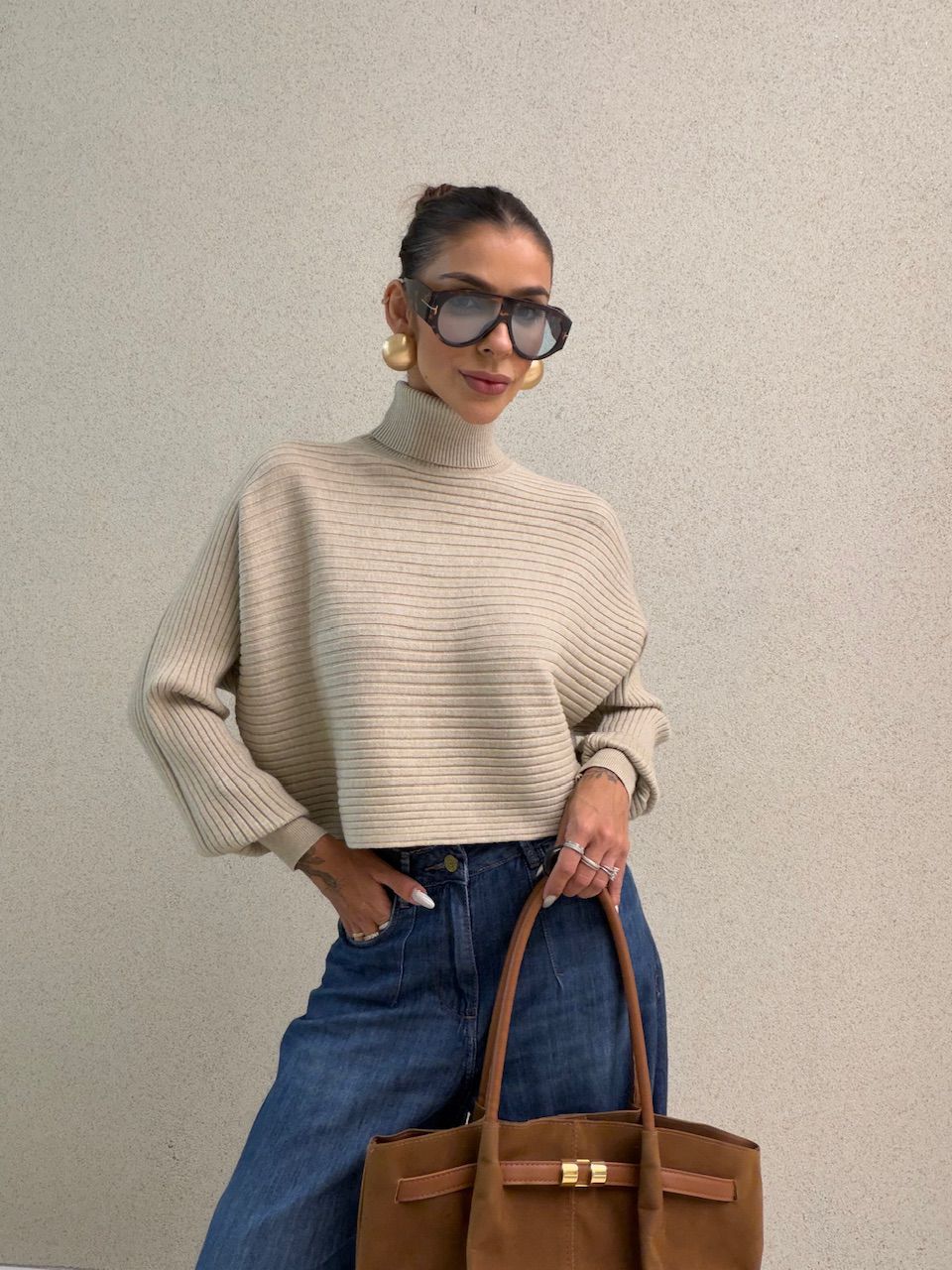 TRICOT DANIELA GOLA ALTA NUDE - 0075380049 - CAROLLA FERRARO