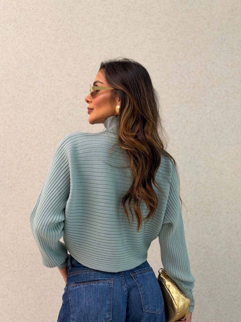 TRICOT DANIELA GOLA ALTA VERDE