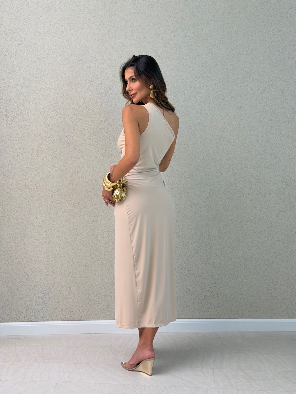 VESTIDO ANA AMÉLIA NULA MANGA Areia