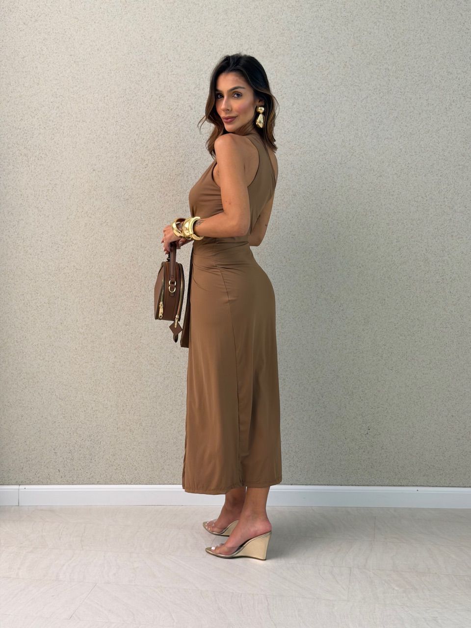 VESTIDO ANA AMÉLIA NULA MANGA CAPUCCINO 