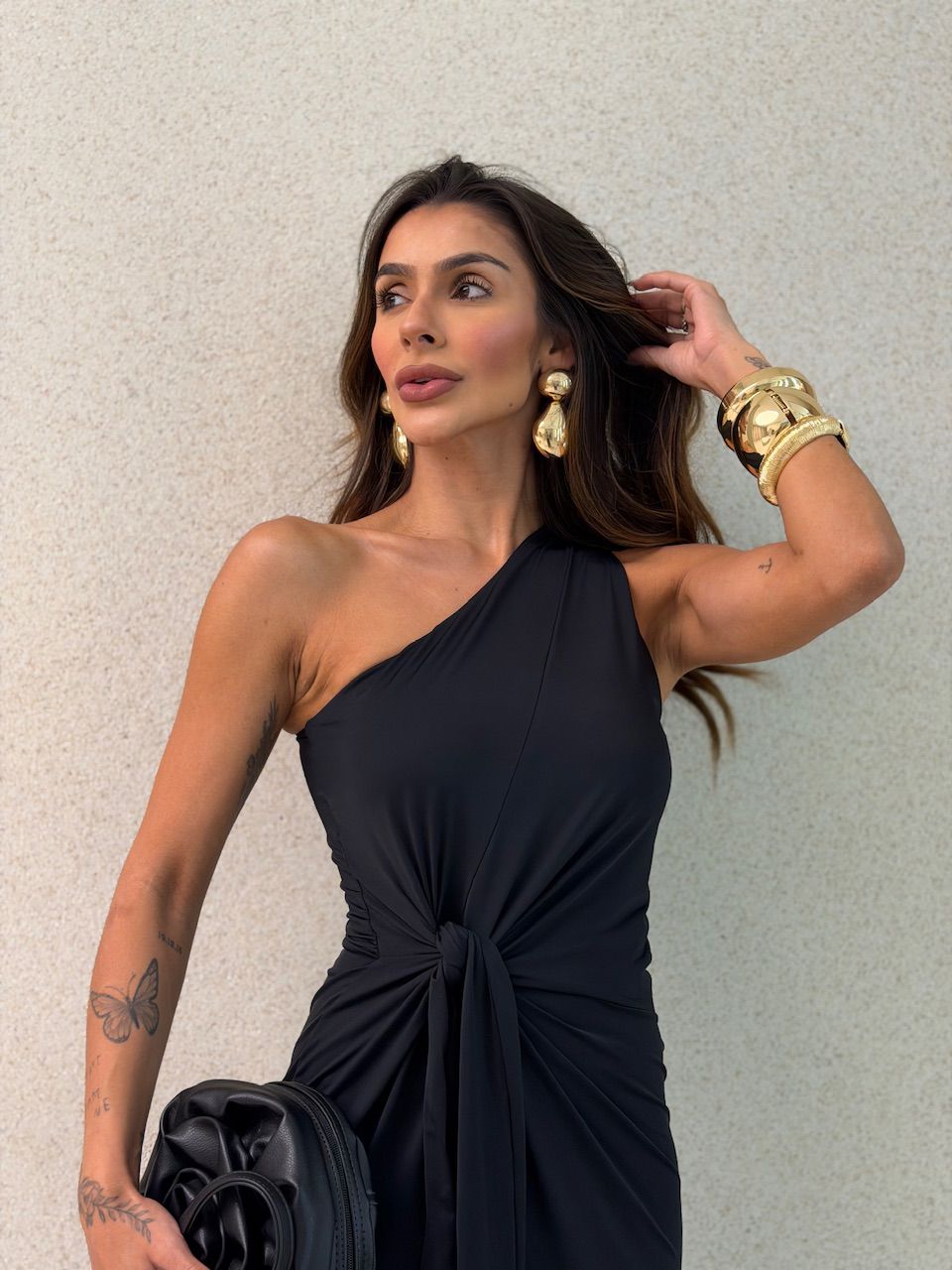 VESTIDO ANA AMÉLIA NULA MANGA PRETO