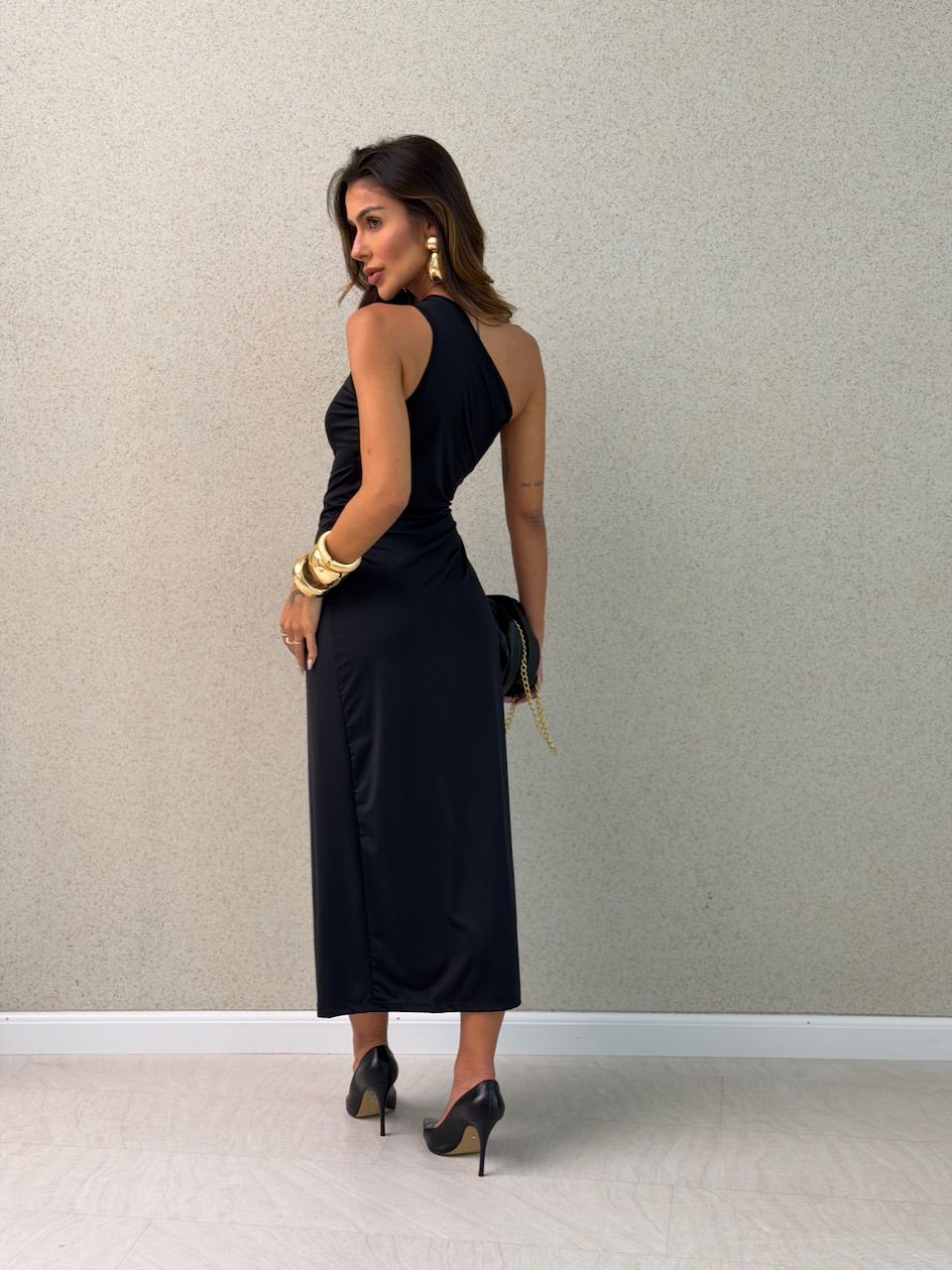 VESTIDO ANA AMÉLIA NULA MANGA PRETO