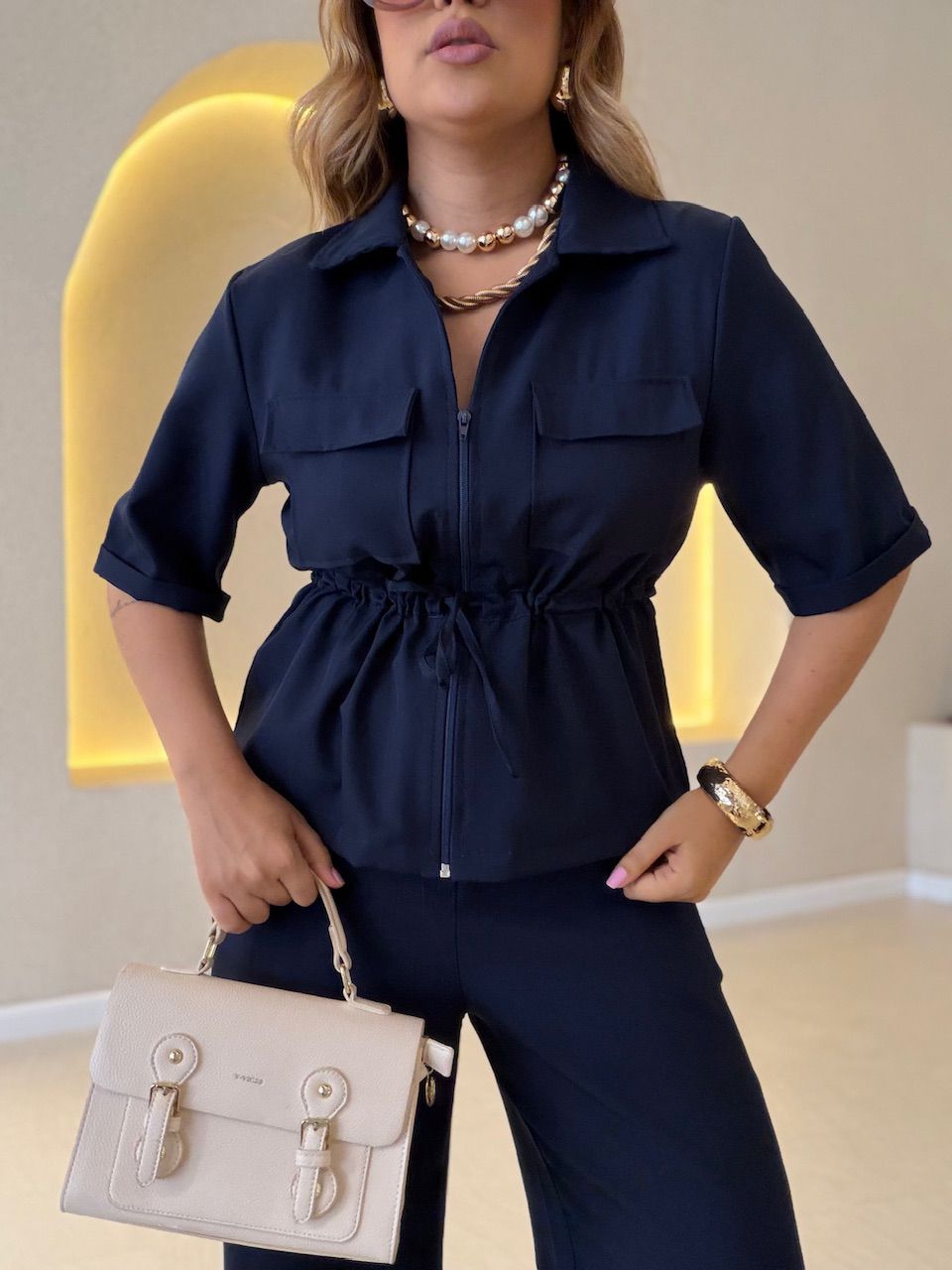 CONJUNTO GRAZI BLUSA CALÇA MARINHO