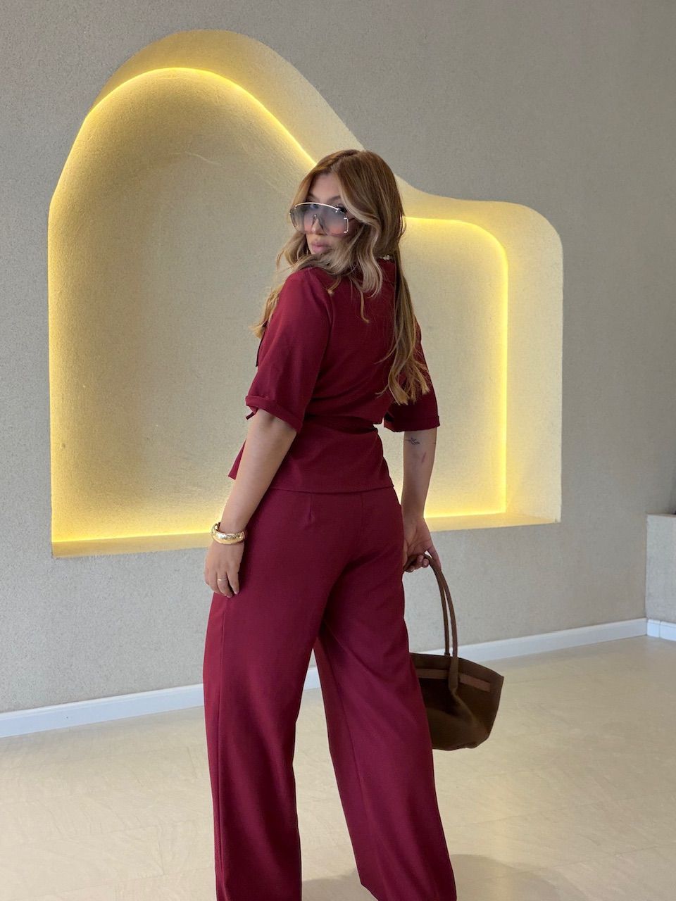 CONJUNTO GRAZI BLUSA CALÇA VINHO