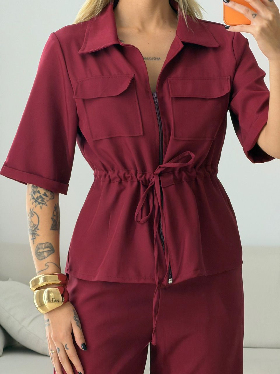 CONJUNTO GRAZI BLUSA CALÇA VINHO