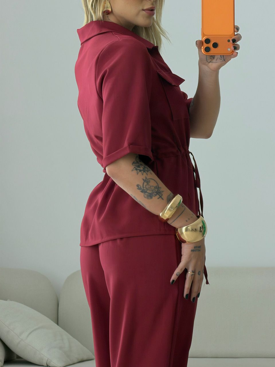 CONJUNTO GRAZI BLUSA CALÇA VINHO