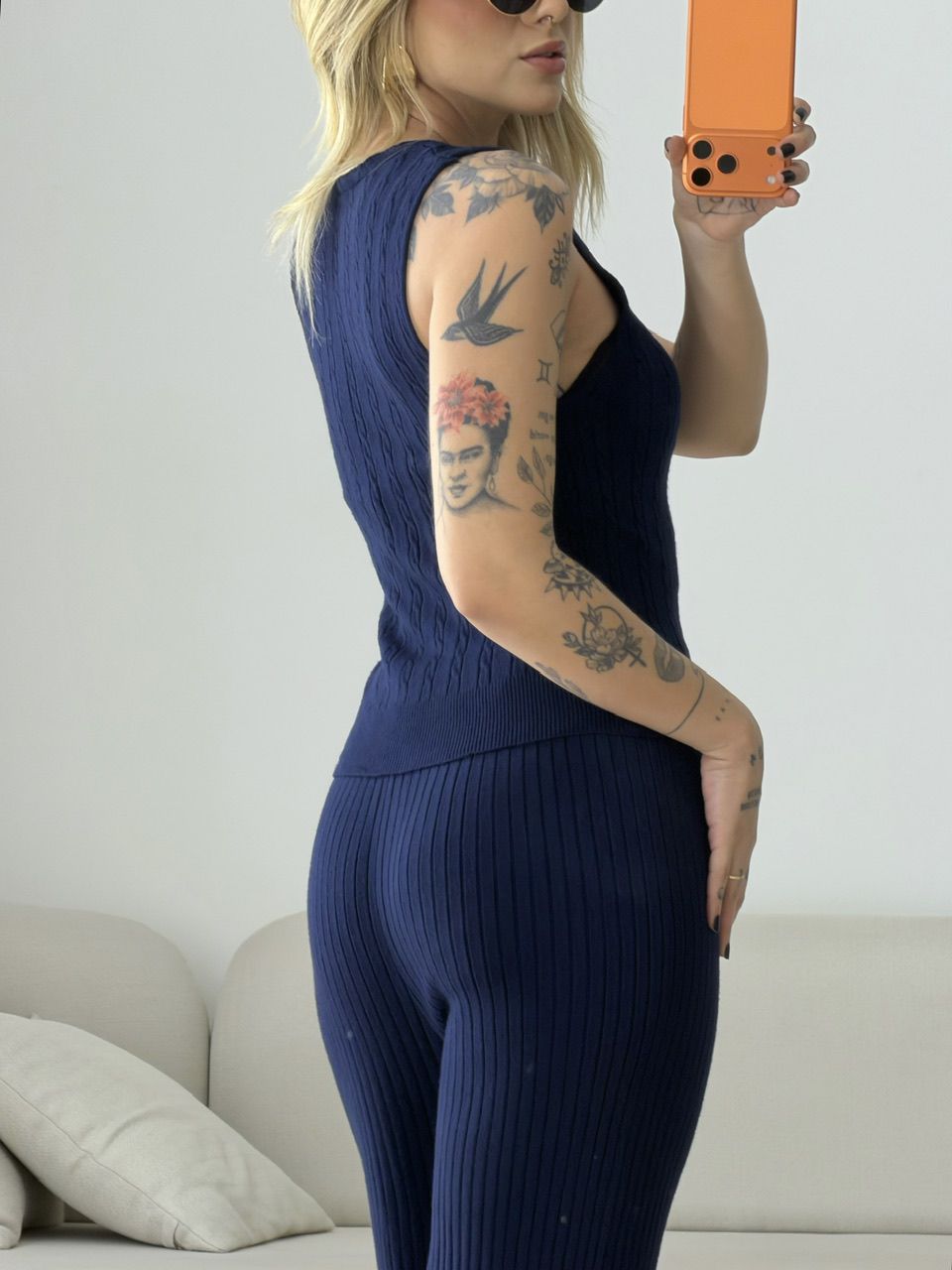 TRIJUNTO ANA HELENA TRICOT MARINHO