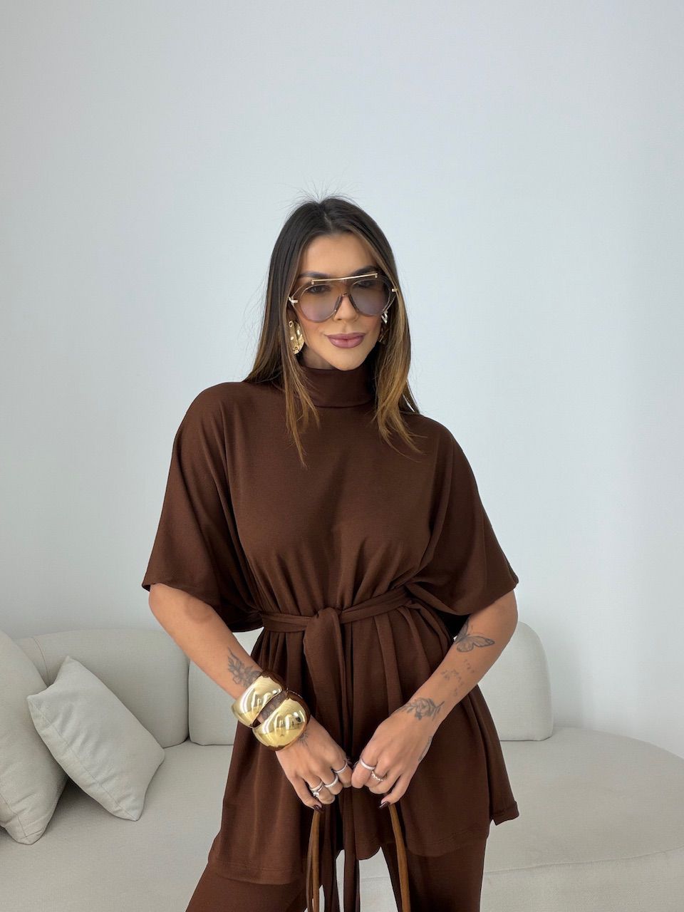 CONJUNTO IOLANDA FAIXA MARROM