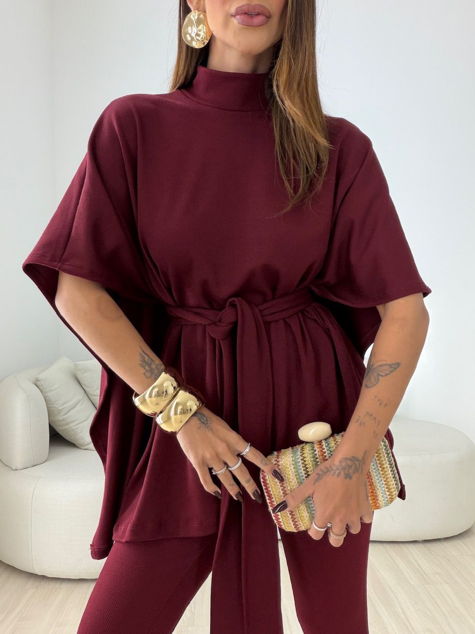 CONJUNTO IOLANDA FAIXA VINHO